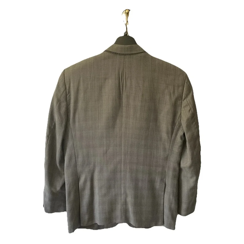 Tommy Hilfiger Gray Plaid Wool 2 Piece Suit Mens 40R Jacket 34W Pants